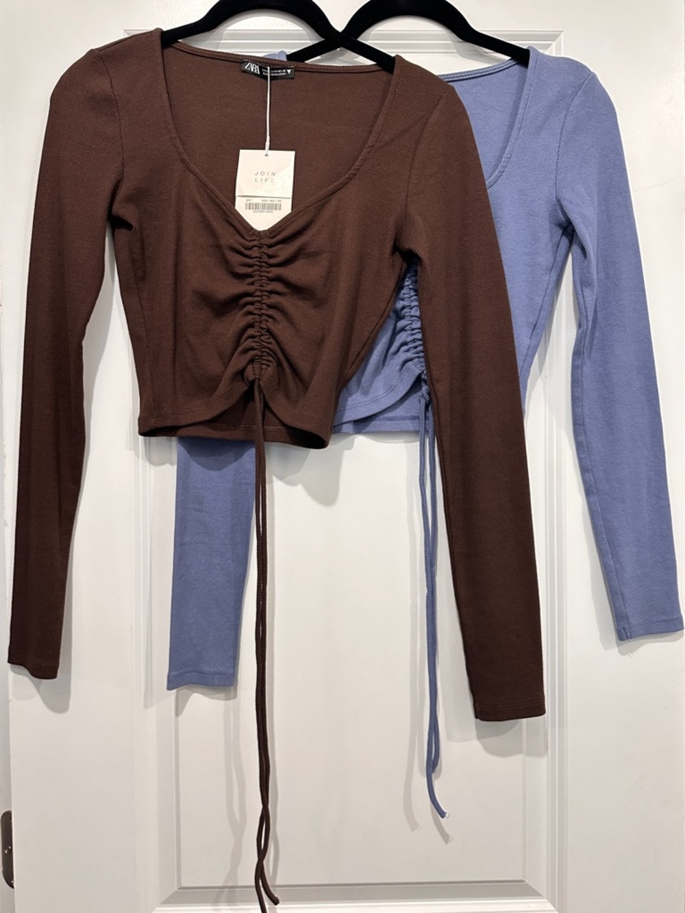 Zara Women’s Ruched Front Long Sleeve Crop Top Bundle